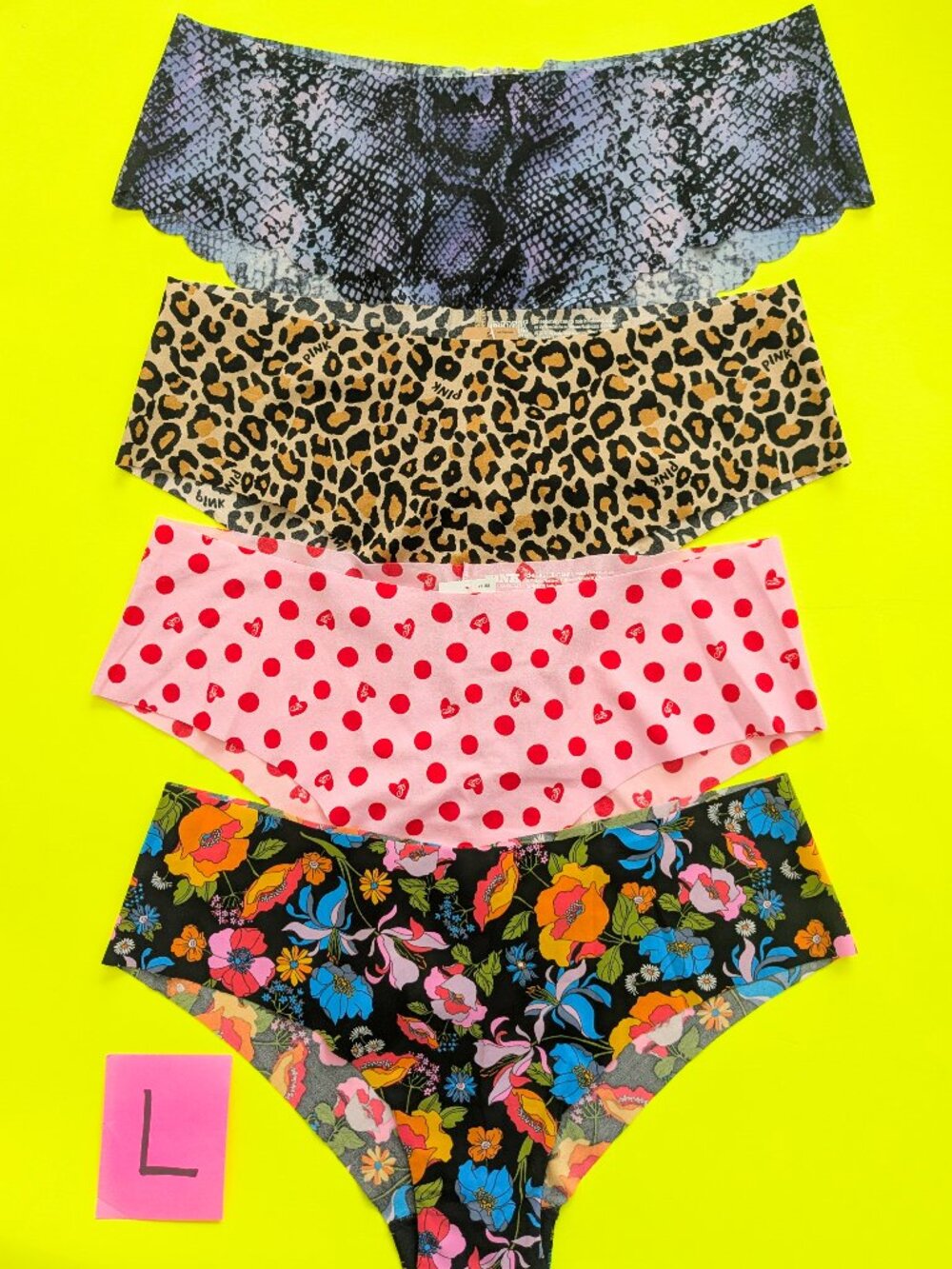Victoria's Secret VS PINK Seamless Cheekster Size L Panty Bundle - 4 pairs